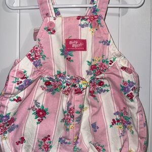 RARE Vintage OshKosh B'gosh Pink Floral Bubble Overalls